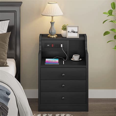 Nightstand With Wireless Charging Station And Led Lights,Night Stand For Bedroom,Bedside Table With Drawers,Modern End Side Table,Black. by ADORNEVE. $97.29 $113.41. ( 9) Free shipping. Sale. +3 Colors.. Night stands with charging stations